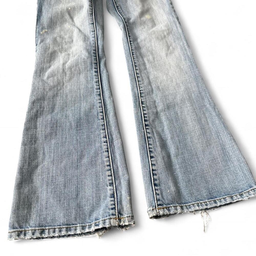 Vintage American Eagle Distressed Hipster Low Rise Flare Jeans – Size 0 Short - Picture 5 of 8